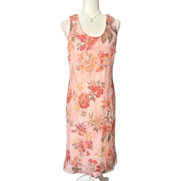 Y2k 90s RM Richard’s Pink Floral Midi Dress Size 10 - Picture 1 of 8